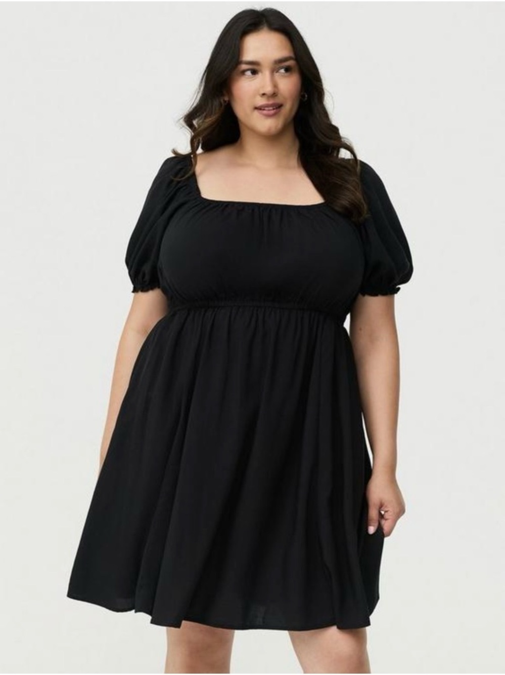 Torrid NWT 2X Black Puff-Sleeve Mini Dress with Square Neck- Pockets